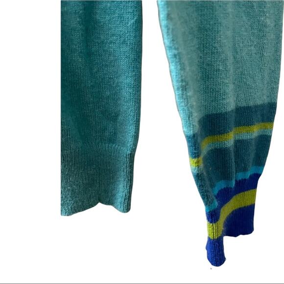 Boden Blue Teal Ruffle Front Cardigan Cashmere Angora Blend Size 4 - Picture 5 of 7